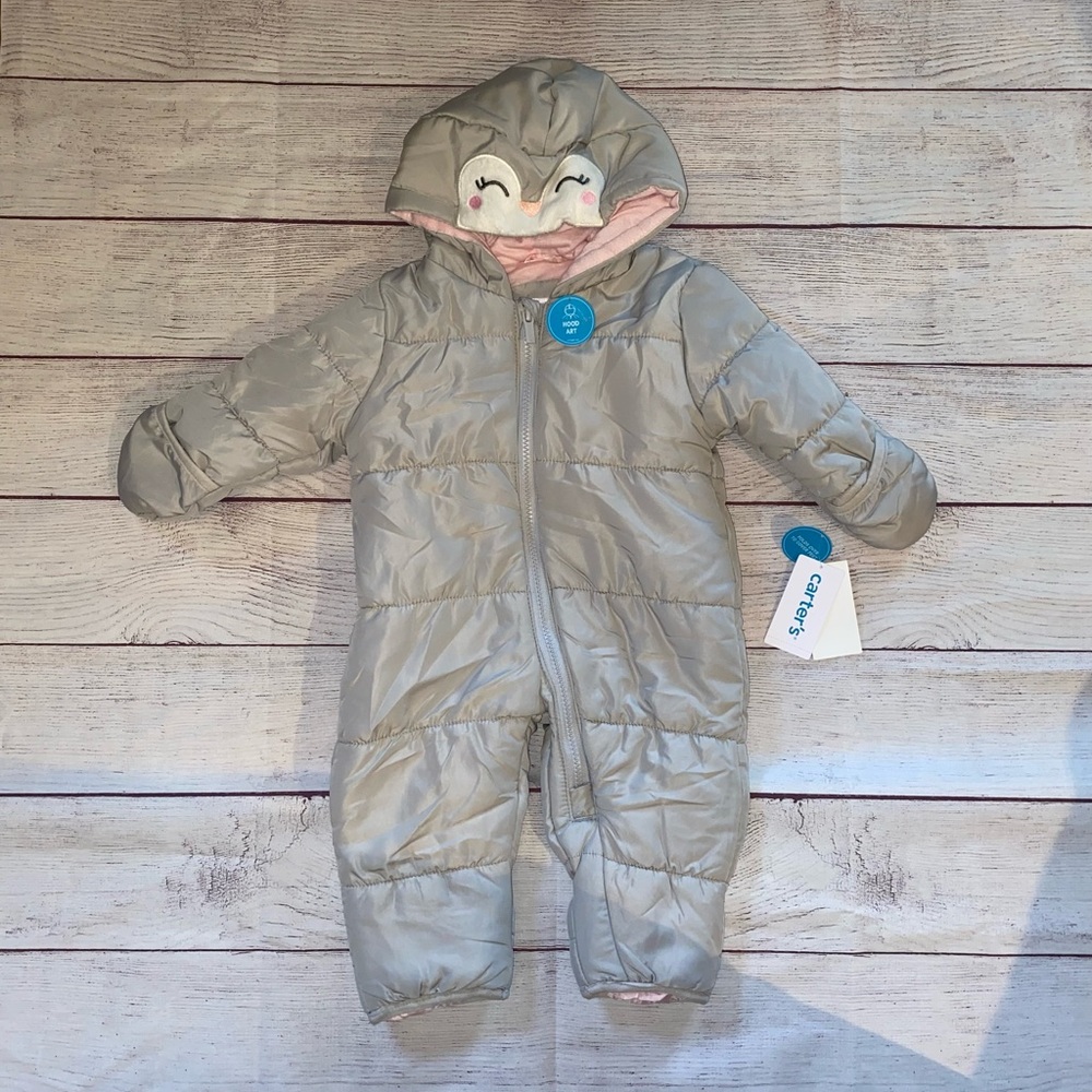 Carter’s 3-6 Month Grey Winter Snowsuit with Penguin Hood